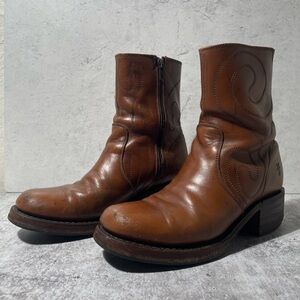 Frye Brown Leather Combat Boots